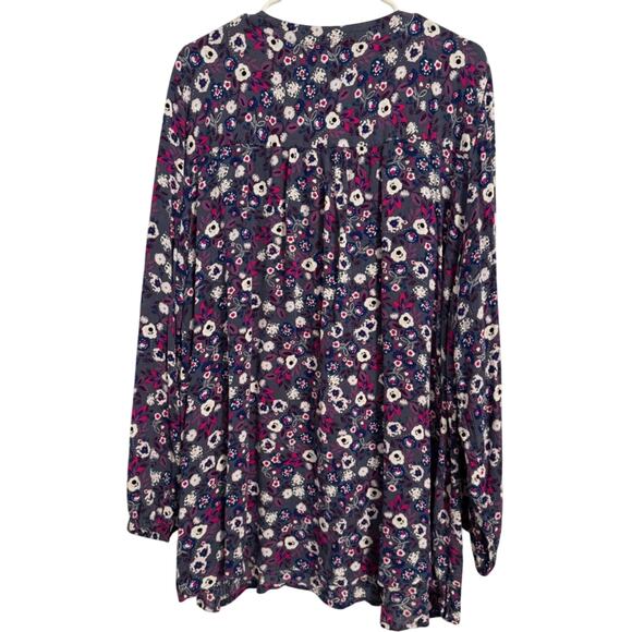 Lane Bryant Boho Purple Bloomcore Crochet Long Sleeve Peasant Tunic Plus 22/24 - Picture 4 of 12